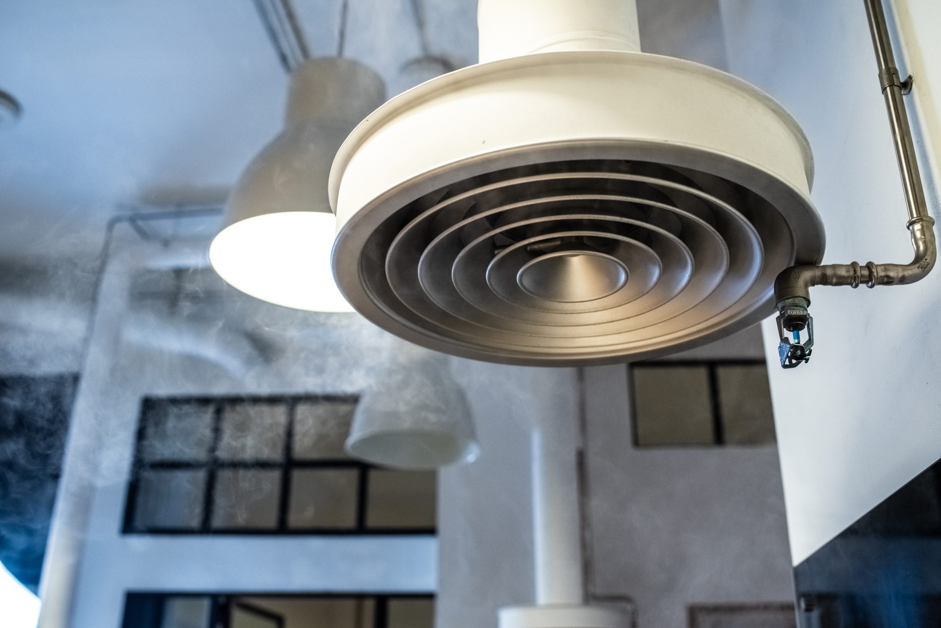 smoke extractor hood in an industrial kitchen.